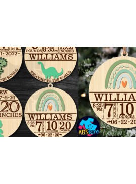 Σετ των 3 Intra απο ξύλο plywood 3mm-4mm πάχος Ανακοίνωση γέννησης Στολίδι Δίασταση 8x8 cm INTRAFABR-99762151