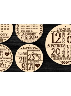 Σετ των 2 Intra απο ξύλο plywood 3mm-4mm πάχος Birth Annousemount Δίασταση 15x15 cm INTRAFABR-91461039