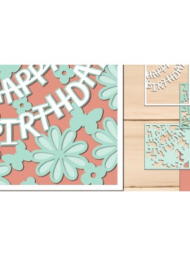 Σετ των 3 Intra απο ξύλο plywood 3mm-4mm πάχος Τρισδιάστατη κάρτα γενεθλίων , Shdow Box Δίασταση 8x8 cm INTRAFABR-102602131