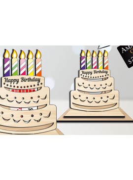 Σετ των 3 Intra απο ξύλο plywood 3mm-4mm πάχος Θήκη δώρου κάρτας τούρτας γενεθλίων Δίασταση 5x5 cm INTRAFABR-103463565