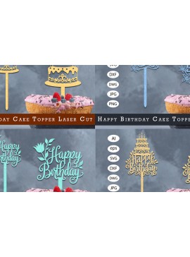 Σετ των 3 Intra απο ξύλο plywood 3mm-4mm πάχος κοπής  Topper Topper γενεθλίων Δίασταση 15x15 cm INTRAFABR-120898622