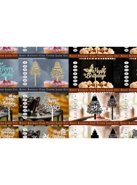 Σετ των 3 Intra απο ξύλο plywood 3mm-4mm πάχος κοπής  Topper Topper γενεθλίων Δίασταση 15x15 cm INTRAFABR-120958540