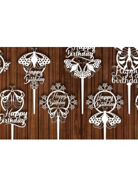 Σετ των 2 Intra απο ξύλο plywood 3mm-4mm πάχος κοπής  Topper Topper γενεθλίων Δίασταση 15x15 cm INTRAFABR-72549276