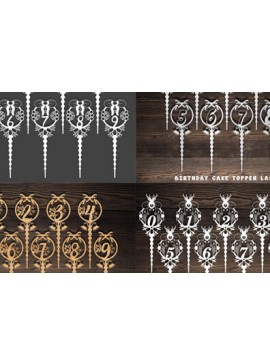 Σετ των 2 Intra απο ξύλο plywood 3mm-4mm πάχος κοπής  Topper Topper γενεθλίων. Δίασταση 15x15 cm INTRAFABR-73137404