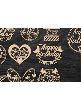 Σετ των 2 Intra απο ξύλο plywood 3mm-4mm πάχος κοπής  Topper Topper γενεθλίων Δίασταση 15x15 cm INTRAFABR-75243070