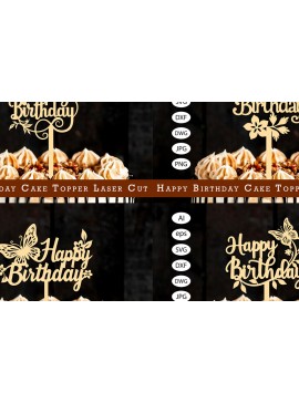 Σετ των 2 Intra απο ξύλο plywood 3mm-4mm πάχος κοπής  Topper Topper γενεθλίων Δίασταση 15x15 cm INTRAFABR-120898493