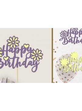 Σετ των 2 Intra απο ξύλο plywood 3mm-4mm πάχος Birthday Cake Topper , 3d Layered Δίασταση 15x15 cm INTRAFABR-114554368