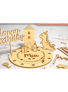 Σετ των 2 Intra απο ξύλο plywood 3mm-4mm πάχος Κηροπήγιο γενεθλίων Δίασταση 15x15 cm INTRAFABR-86599839