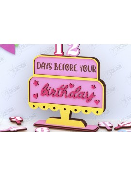 Σετ των 2 Intra απο ξύλο plywood 3mm-4mm πάχος Απο ημερολογίου αντίστροφης μέτρησης γενεθλίων Δίασταση 15x15 cm INTRAFABR-120972017