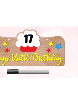 Σετ των 2 Intra απο ξύλο plywood 3mm-4mm πάχος Αντίστροφη μέτρηση γενεθλίων | Μέρες μέχρι τα γενέθλια Δίασταση 15x15 cm INTRAFABR-124892308