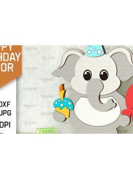 Σετ των 2 Intra απο ξύλο plywood 3mm-4mm πάχος γενεθλίων ελέφαντα Δίασταση 15x15 cm INTRAFABR-101093905