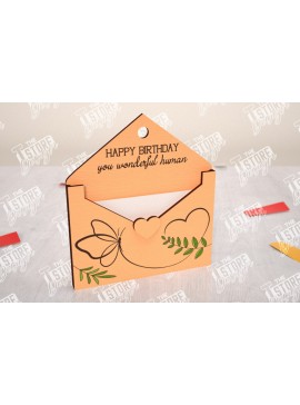 Σετ των 2 Intra απο ξύλο plywood 3mm-4mm πάχος Φάκελος γενεθλίων Θήκη δώρου κάρτας  Δίασταση 15x15 cm INTRAFABR-114670446