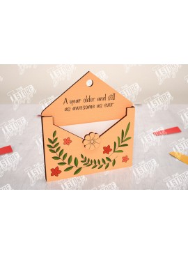 Σετ των 2 Intra απο ξύλο plywood 3mm-4mm πάχος Φάκελος γενεθλίων Θήκη δώρου κάρτας  Δίασταση 15x15 cm INTRAFABR-114670404