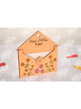 Σετ των 2 Intra απο ξύλο plywood 3mm-4mm πάχος Φάκελος γενεθλίων Θήκη δώρου κάρτας  Δίασταση 15x15 cm INTRAFABR-114670413