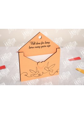 Σετ των 2 Intra απο ξύλο plywood 3mm-4mm πάχος Φάκελος γενεθλίων Θήκη δώρου κάρτας  Δίασταση 15x15 cm INTRAFABR-114670434