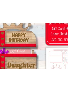 Σετ των 2 Intra απο ξύλο plywood 3mm-4mm πάχος Δωροθήκη γενεθλίων  Daughter Δίασταση 15x15 cm INTRAFABR-102619996