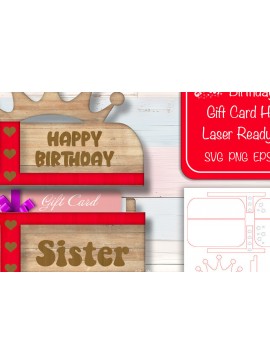 Σετ των 2 Intra απο ξύλο plywood 3mm-4mm πάχος Κάτοχος δώρου γενεθλίων  Sister Δίασταση 15x15 cm INTRAFABR-102620135