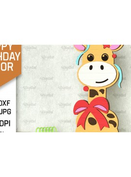 Σετ των 3 Intra απο ξύλο plywood 3mm-4mm πάχος Σχέδιο κοπής με λέιζερ γενεθλίων καμηλοπάρδαλης Δίασταση 15x15 cm INTRAFABR-101094231