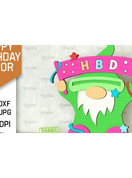 Σετ των 2 Intra απο ξύλο plywood 3mm-4mm πάχος Σχέδιο κοπής με λέιζερ γενεθλίων Gnome Δίασταση 15x15 cm INTRAFABR-101094403