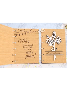 Σετ των 2 Intra απο ξύλο plywood 3mm-4mm πάχος Ευχετήρια κάρτα γενεθλίων Cut  | CNC Δίασταση 20x30 cm INTRAFABR-123601945