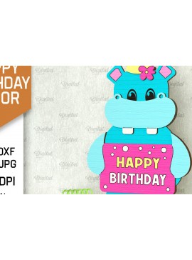 Σετ των 2 Intra απο ξύλο plywood 3mm-4mm πάχος γενεθλίων Hippo Δίασταση 15x15 cm INTRAFABR-101093883