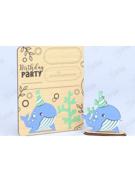 Σετ των 2 Intra απο ξύλο plywood 3mm-4mm πάχος Προσκλητήρια γενεθλίων Κάρτα |CNC Δίασταση 15x15 cm INTRAFABR-120176586