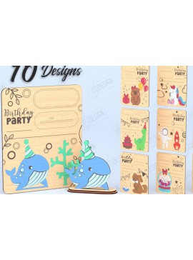 Σετ των 2 Intra απο ξύλο plywood 3mm-4mm πάχος Προσκλητήρια γενεθλίων κοπής με λέιζερ Δίασταση 15x15 cm INTRAFABR-120176655