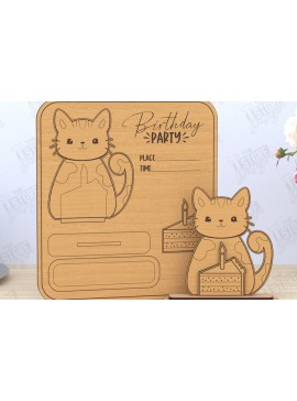 Σετ των 2 Intra απο ξύλο plywood 3mm-4mm πάχος Προσκλητήρια γενεθλίων | CNC Δίασταση 15x15 cm INTRAFABR-119958004