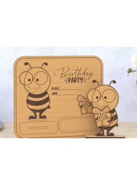 Σετ των 2 Intra απο ξύλο plywood 3mm-4mm πάχος Προσκλητήρια γενεθλίων | CNC Δίασταση 15x15 cm INTRAFABR-119958009