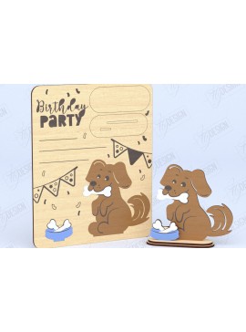 Σετ των 3 Intra απο ξύλο plywood 3mm-4mm πάχος Προσκλητήρια γενεθλίων | CNC Δίασταση 15x15 cm INTRAFABR-120091449