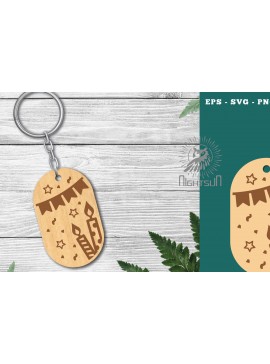 Σετ των 3 Intra απο ξύλο plywood 3mm-4mm πάχος Μπρελόκ γενεθλίων κοπής με λέιζερ 6 Δίασταση 6x6 cm INTRAFABR-115318285