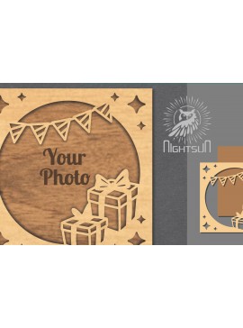 Intra απο ξύλο plywood 3mm-4mm πάχος Κορνίζα 3 κοπής με λέιζερ γενεθλίων Δίασταση 20x30 cm INTRAFABR-112907863