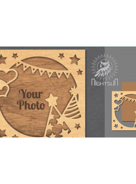 Σετ των 2 Intra απο ξύλο plywood 3mm-4mm πάχος Κορνίζα 6 κοπής με λέιζερ γενεθλίων Δίασταση 20x30 cm INTRAFABR-112907971