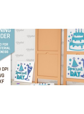 Σετ των 2 Intra απο ξύλο plywood 3mm-4mm πάχος Σχέδιο κοπής με λέιζερ με κεκλιμένη σκάλα γενεθλίων Δίασταση 15x15 cm INTRAFABR-100119382