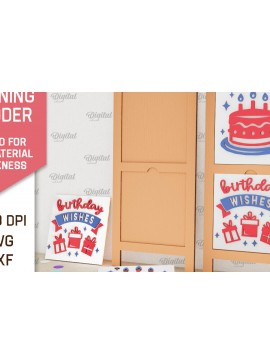 Σετ των 2 Intra απο ξύλο plywood 3mm-4mm πάχος Σχέδιο κοπής με λέιζερ με κεκλιμένη σκάλα γενεθλίων Δίασταση 15x15 cm INTRAFABR-100119008