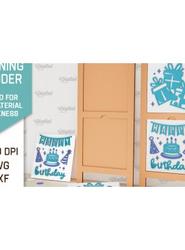 Σετ των 2 Intra απο ξύλο plywood 3mm-4mm πάχος Σχέδιο κοπής με λέιζερ με κεκλιμένη σκάλα γενεθλίων Δίασταση 15x15 cm INTRAFABR-100119146