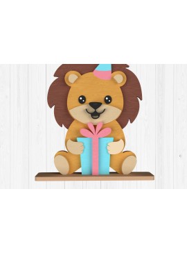 Σετ των 2 Intra απο ξύλο plywood 3mm-4mm πάχος Δώρο γενεθλίων Lion Design Δίασταση 30x20 cm INTRAFABR-111001581