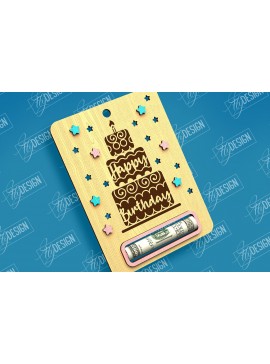 Σετ των 2 Intra απο ξύλο plywood 3mm-4mm πάχος Χρηματική κάρτα γενεθλίων | Ευχετήρια κάρτα |CNC Δίασταση 15x15 cm INTRAFABR-97083396