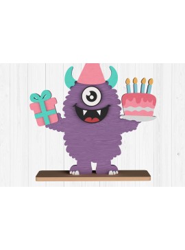 Σετ των 2 Intra απο ξύλο plywood 3mm-4mm πάχος Birthday Monster Cake & Gift Δίασταση 15x15 cm INTRAFABR-111001660