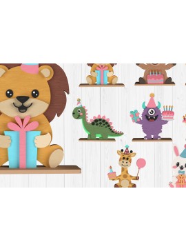 Σετ των 2 Intra απο ξύλο plywood 3mm-4mm πάχος Birthday Party Animal Δίασταση 15x15 cm INTRAFABR-111001951