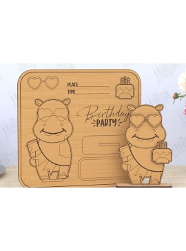 Σετ των 2 Intra απο ξύλο plywood 3mm-4mm πάχος Προσκλητήρια για πάρτι γενεθλίων Δίασταση 15x15 cm INTRAFABR-119613129