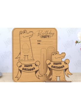 Σετ των 2 Intra απο ξύλο plywood 3mm-4mm πάχος Προσκλητήρια για πάρτι γενεθλίων Δίασταση 15x15 cm INTRAFABR-119613132