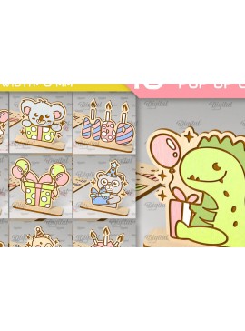 Σετ των 2 Intra απο ξύλο plywood 3mm-4mm πάχος με λέιζερ αναδυόμενες κάρτες γενεθλίων Δίασταση 15x15 cm INTRAFABR-100377444