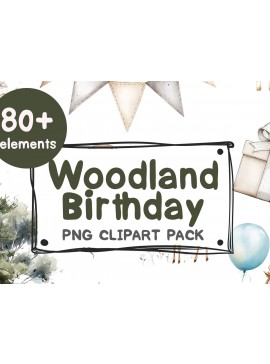 Σετ των 3 Intra απο ξύλο plywood 3mm-4mm πάχος Birthday Woodland Animals Clipart: 60+ Δίασταση 4x4 cm INTRAFABR-114738176