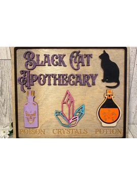 Σετ των 3 Intra απο ξύλο plywood 3mm-4mm πάχος Black Cat Apothecary  Halloween Δίασταση 15x15 cm INTRAFABR-35311901