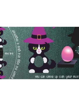 Σετ των 2 Intra απο ξύλο plywood 3mm-4mm πάχος Μαύρη Γάτα - Αυγοθήκη αποκριών 3d Δίασταση 30x20 cm INTRAFABR-11918777