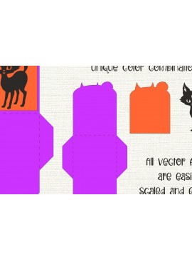 Σετ των 2 Intra απο ξύλο plywood 3mm-4mm πάχος Μαύρη Γάτα | Θήκη δώρου αποκριών Δίασταση 15x15 cm INTRAFABR-100287344