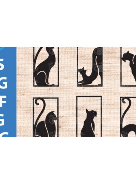 Σετ των 2 Intra απο ξύλο plywood 3mm-4mm πάχος Μαύρη γάτα OnWall Art Decor Design Δίασταση 40x40 cm INTRAFABR-112199669