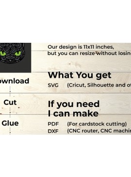 Intra απο ξύλο plywood 3mm-4mm πάχος Black Cat Shadow Box , 3D Mandala Δίασταση 30x30 cm INTRAFABR-76993286