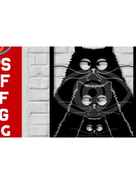 Σετ των 2 Intra απο ξύλο plywood 3mm-4mm πάχος Μαύρη γάτα τοίχου Art Decor Silhouette Grap Δίασταση 40x40 cm INTRAFABR-65077323